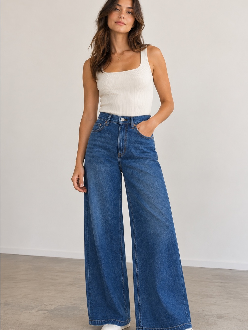 NWT Reformation Bex Super Stretch High Rise Wide Leg Jeans Size 34 Galene Wash